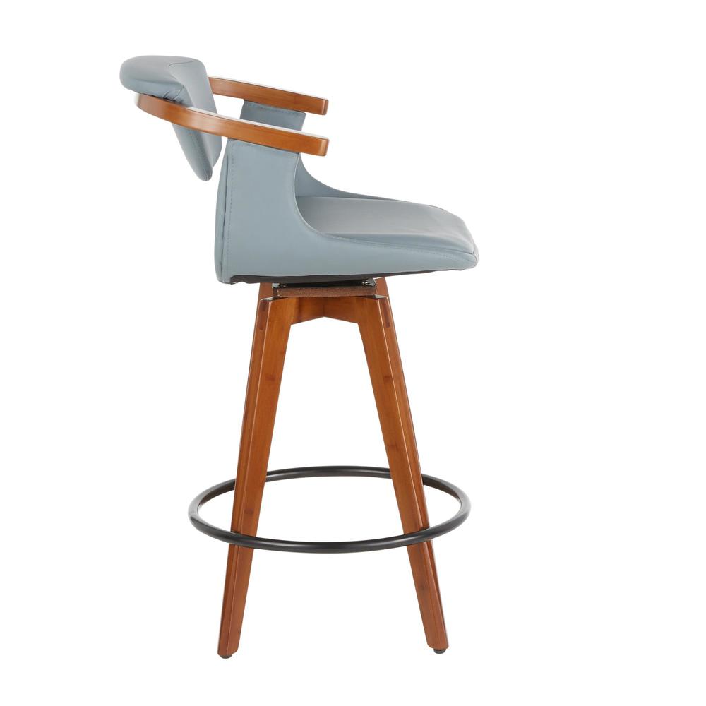 Walnut Bamboo, Black Metal, Grey PU Oracle Counter Stool. Picture 2
