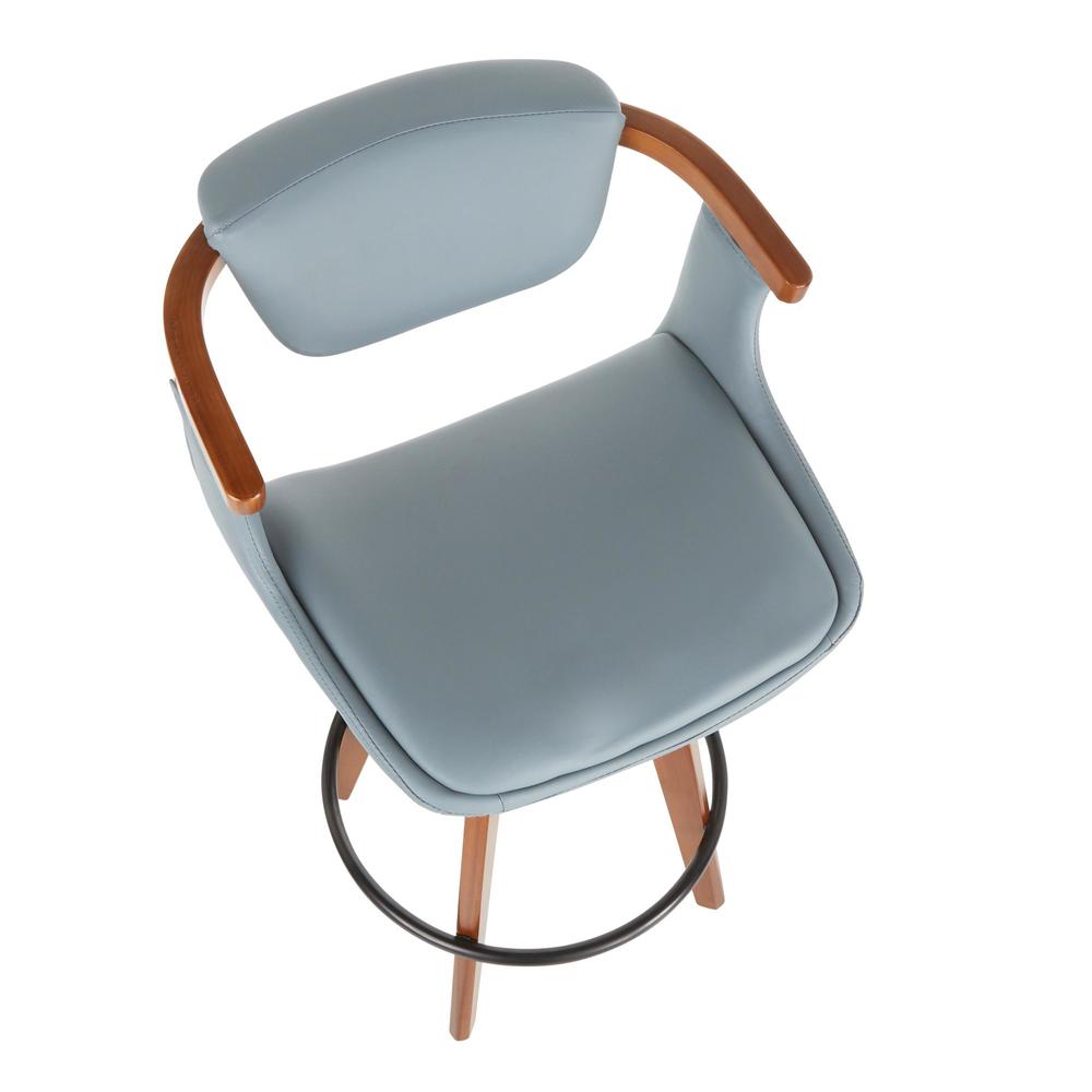 Walnut Bamboo, Black Metal, Grey PU Oracle Counter Stool. Picture 6