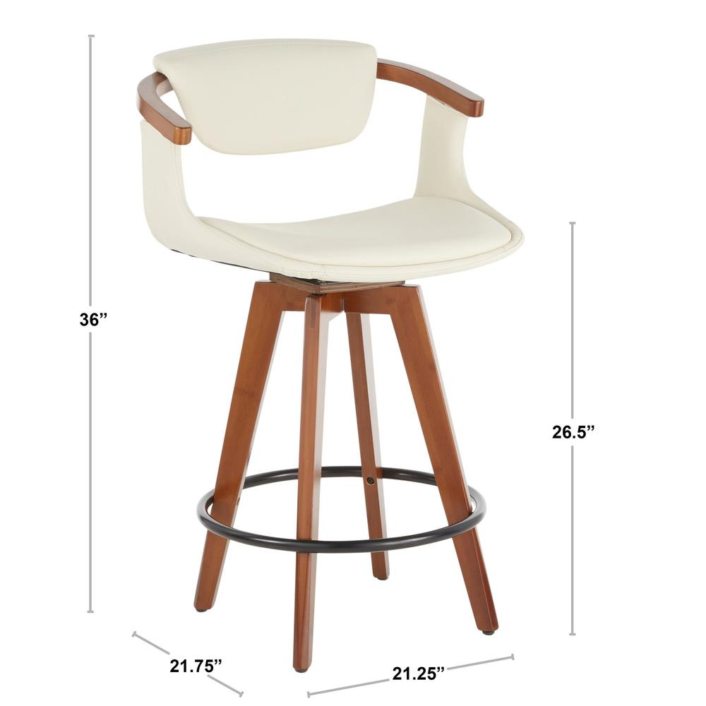 Walnut Bamboo, Black Metal, Cream PU Oracle Counter Stool. Picture 7