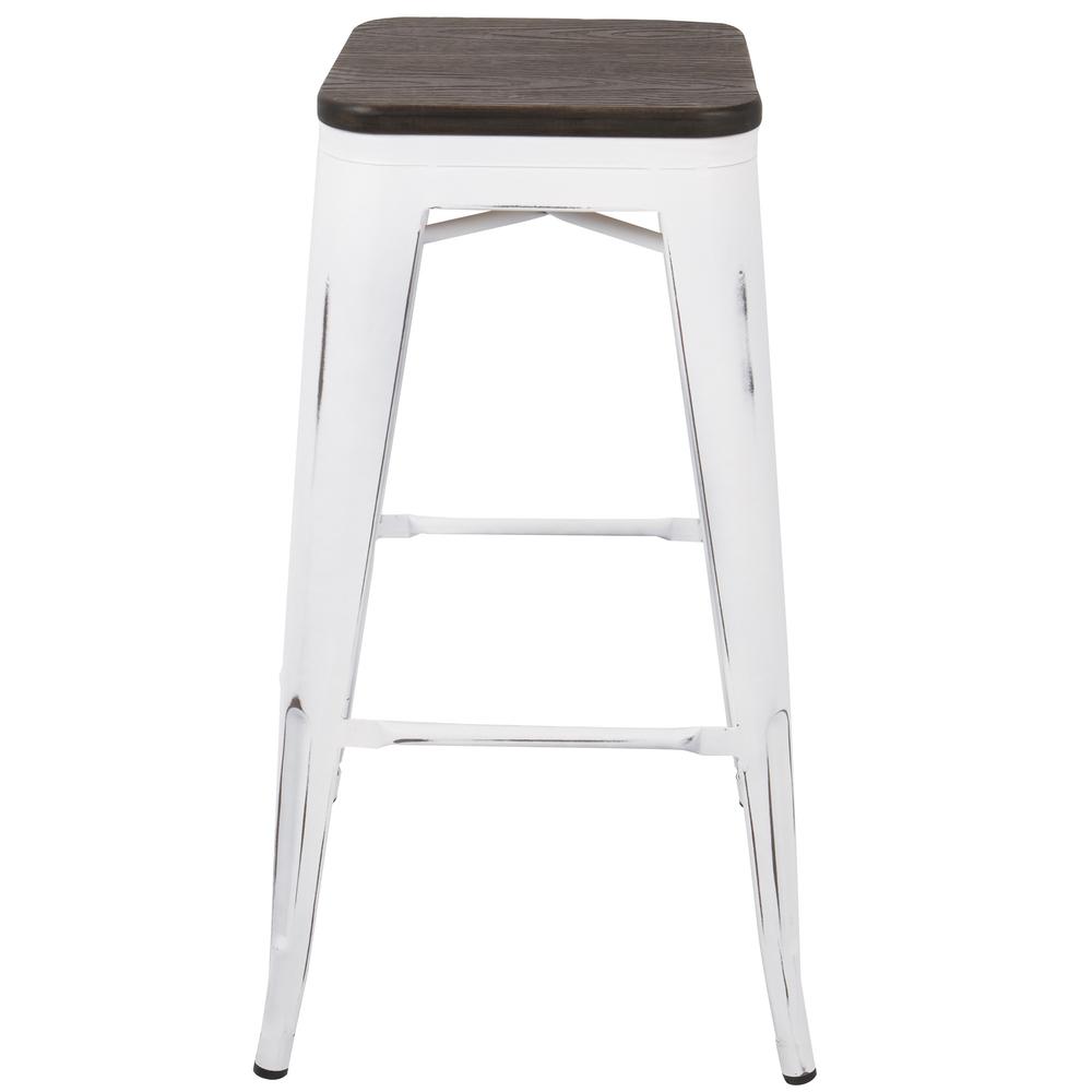 Oregon Industrial Stackable Barstool in Vintage White and Espresso - Set of 2. Picture 5