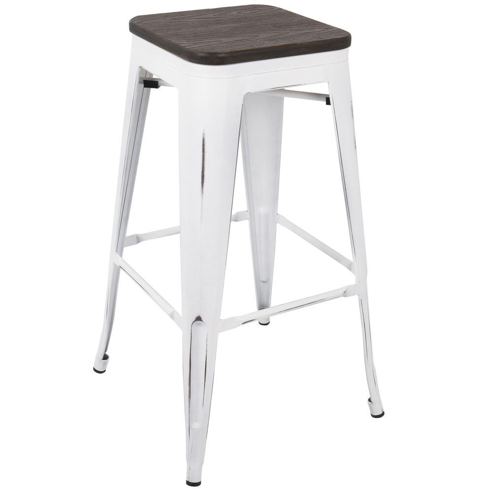 Oregon Industrial Stackable Barstool in Vintage White and Espresso - Set of 2. Picture 2