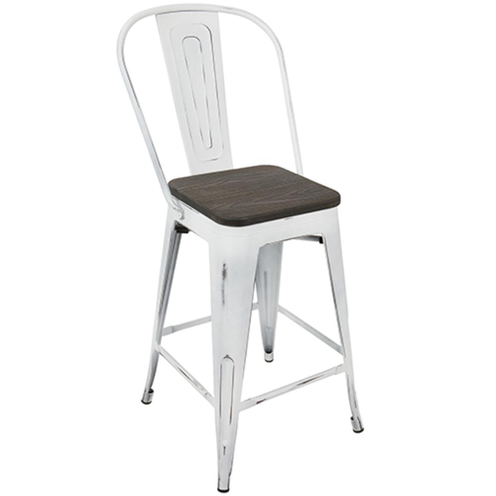 White, Espresso Oregon High Back Counter Stool - Set of 2. Picture 2
