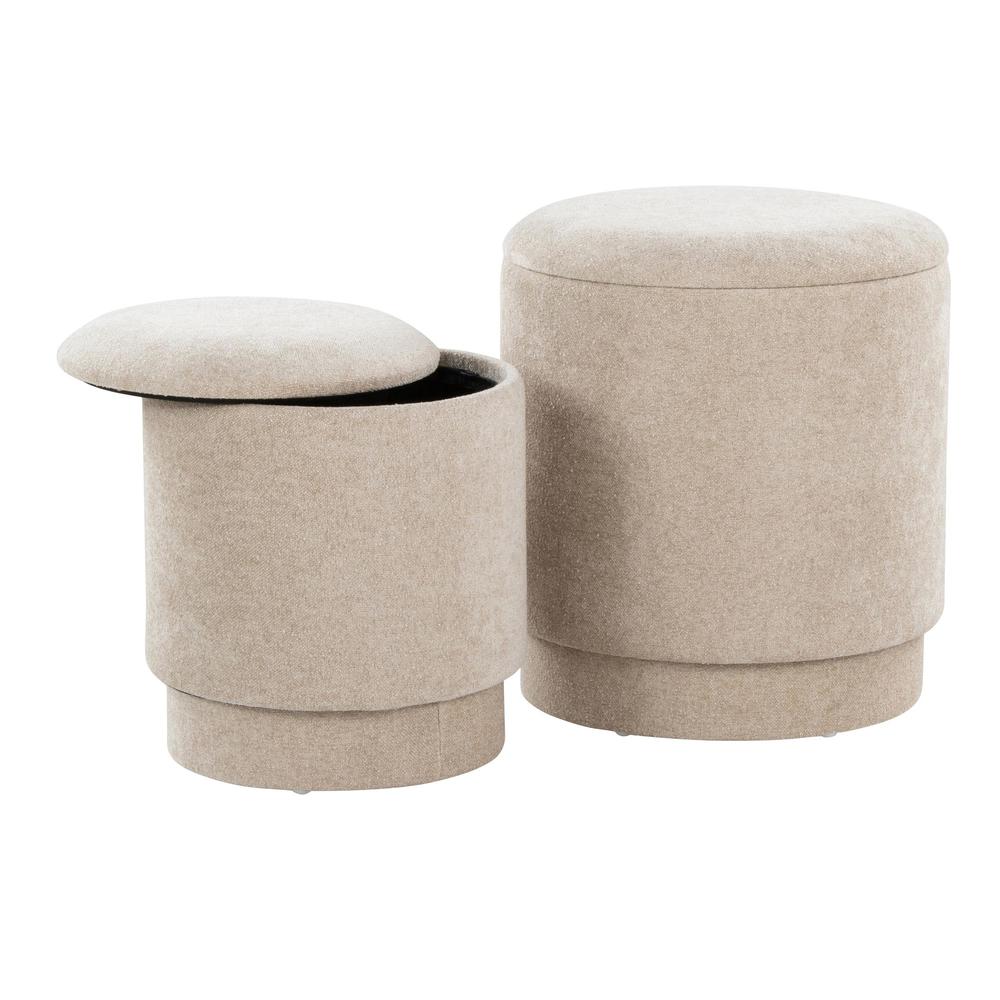 Beige Fabric Marla Upholstered Ottoman Set. Picture 5