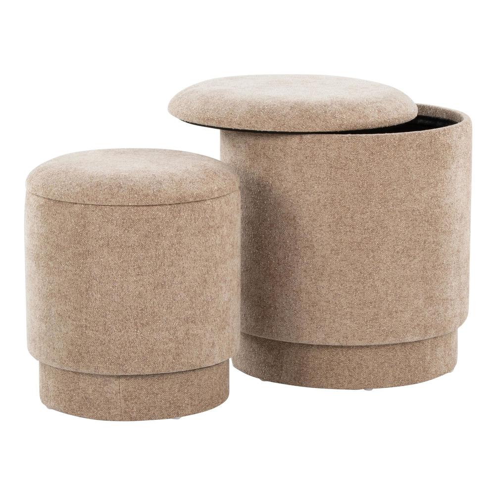 Brown Fabric Marla Upholstered Ottoman Set. Picture 2