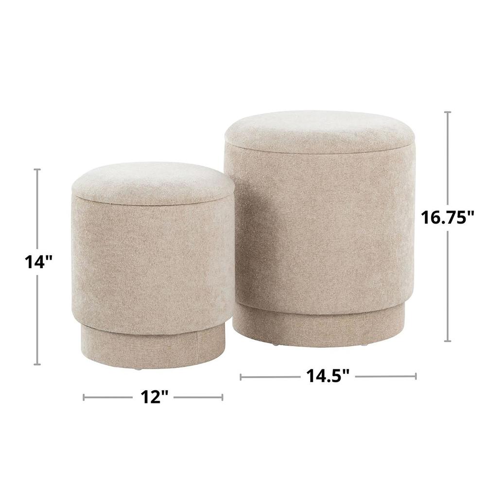 Beige Fabric Marla Upholstered Ottoman Set. Picture 6