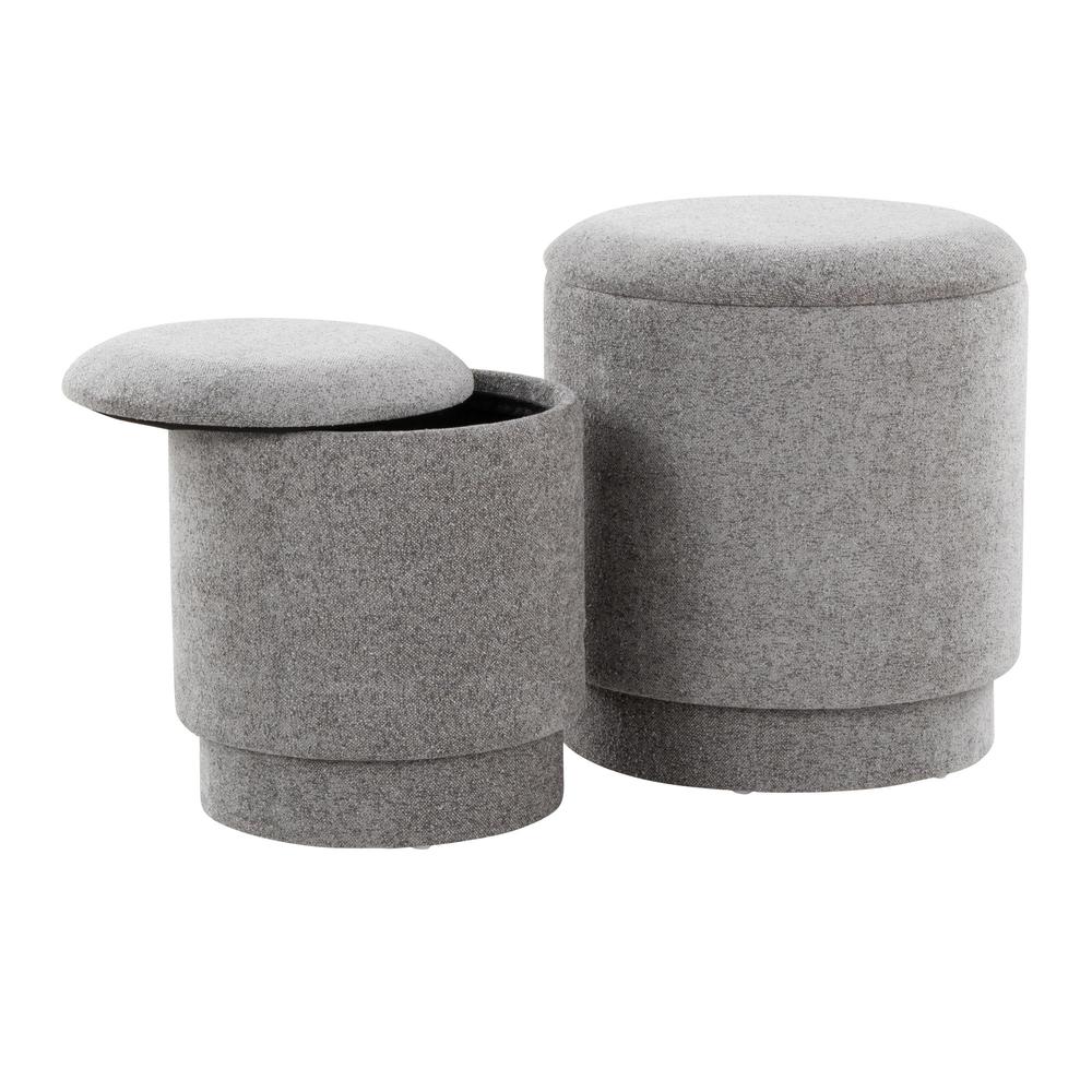 Grey Fabric Marla Upholstered Ottoman Set. Picture 4