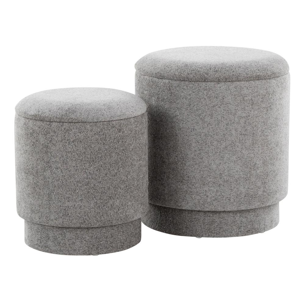 Grey Fabric Marla Upholstered Ottoman Set. Picture 2