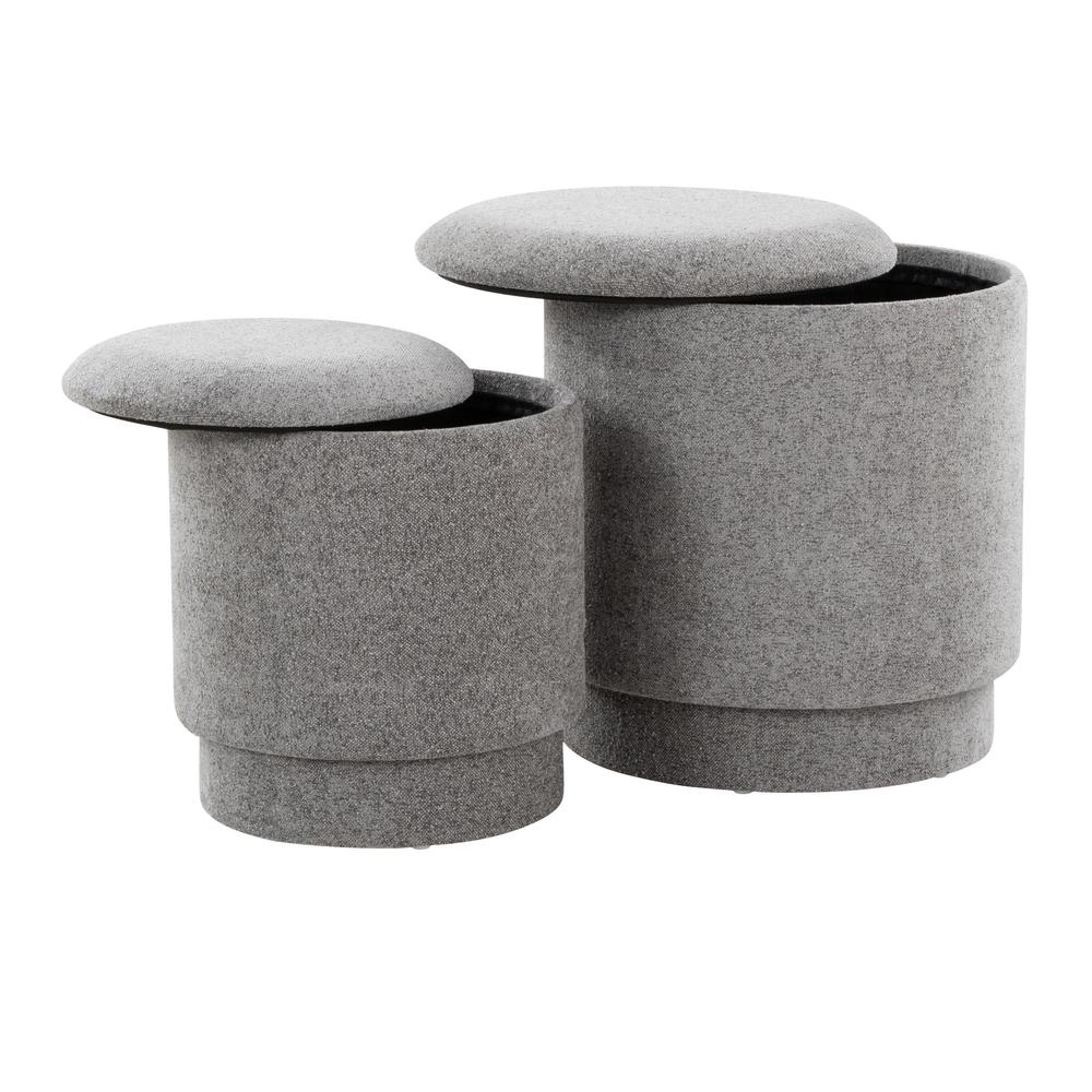 Grey Fabric Marla Upholstered Ottoman Set. Picture 5