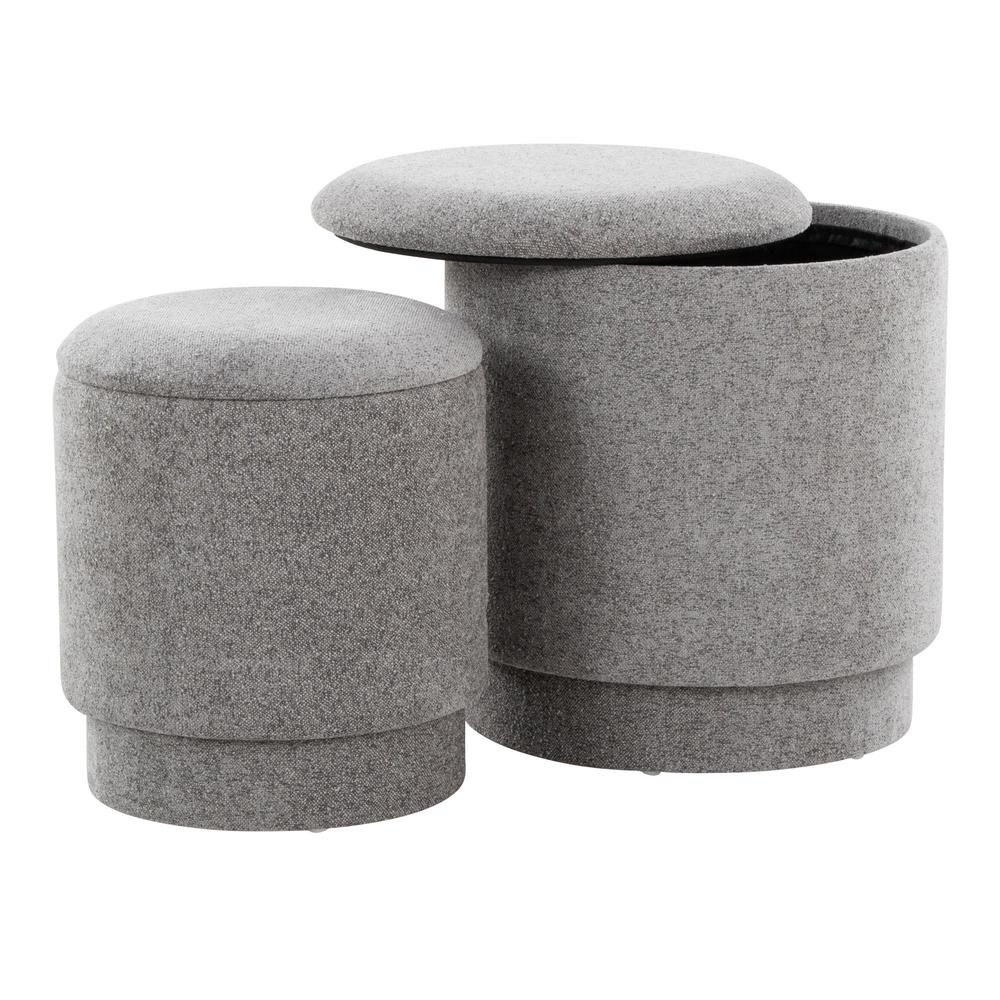 Grey Fabric Marla Upholstered Ottoman Set. Picture 1