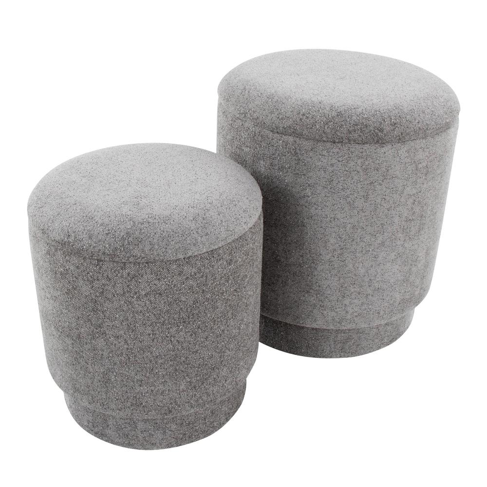 Grey Fabric Marla Upholstered Ottoman Set. Picture 3