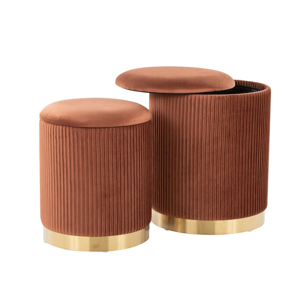 Marla Nesting Pleated Ottoman Set. Picture 1