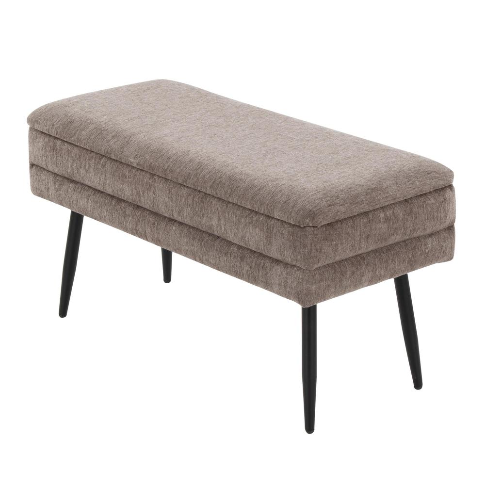 Black Metal, Brown Fabric Neapolitan Storage Bench. Picture 4