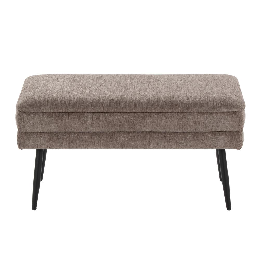 Black Metal, Brown Fabric Neapolitan Storage Bench. Picture 5
