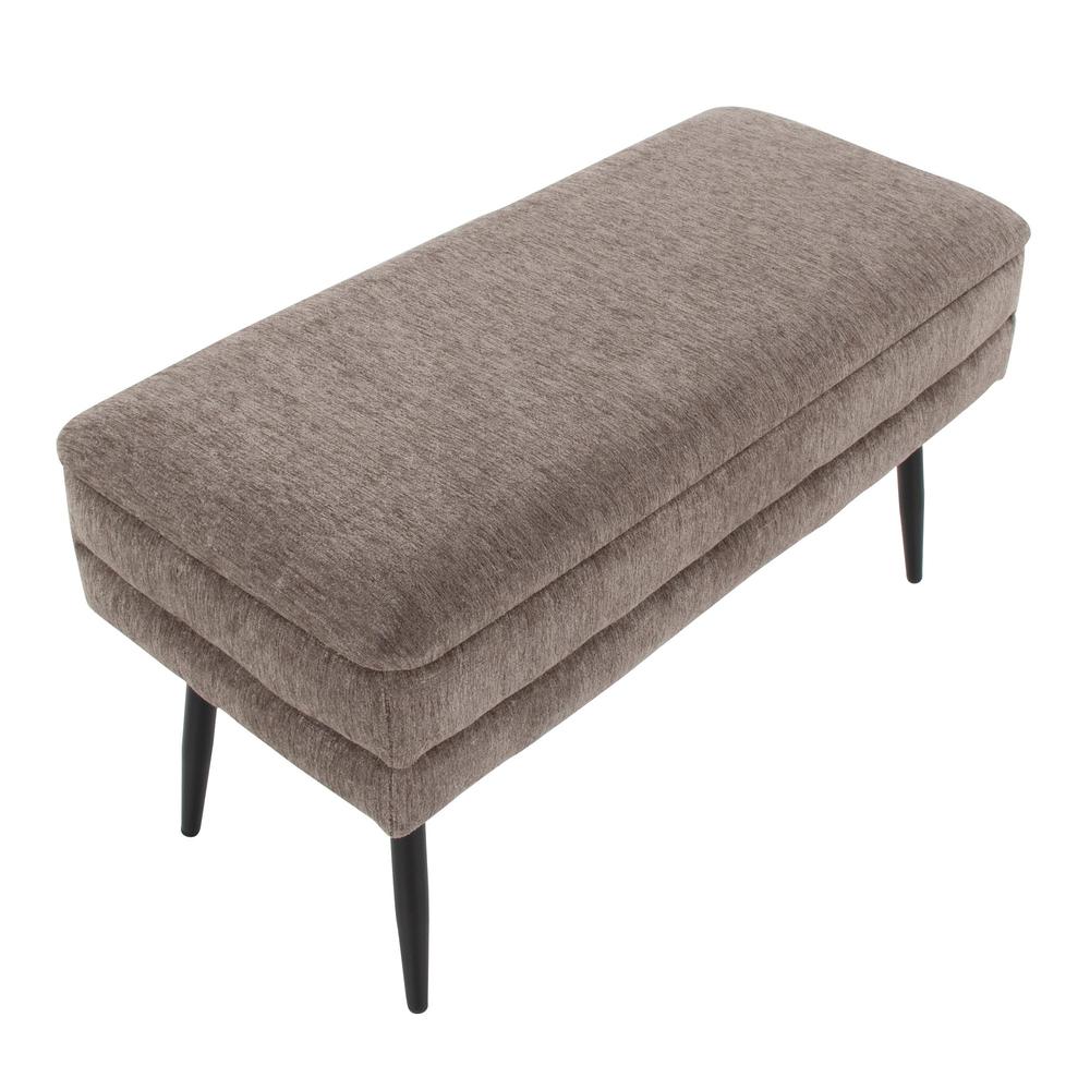 Black Metal, Brown Fabric Neapolitan Storage Bench. Picture 6