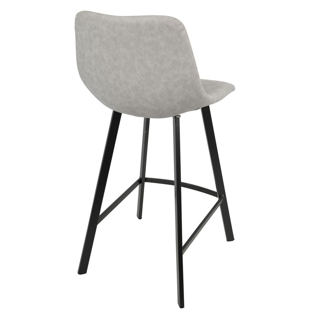 Grey PU Fabric, Black Legs Outlaw Counter Stool - Set of 2. Picture 4