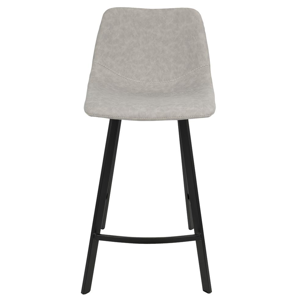 Grey PU Fabric, Black Legs Outlaw Counter Stool - Set of 2. Picture 6