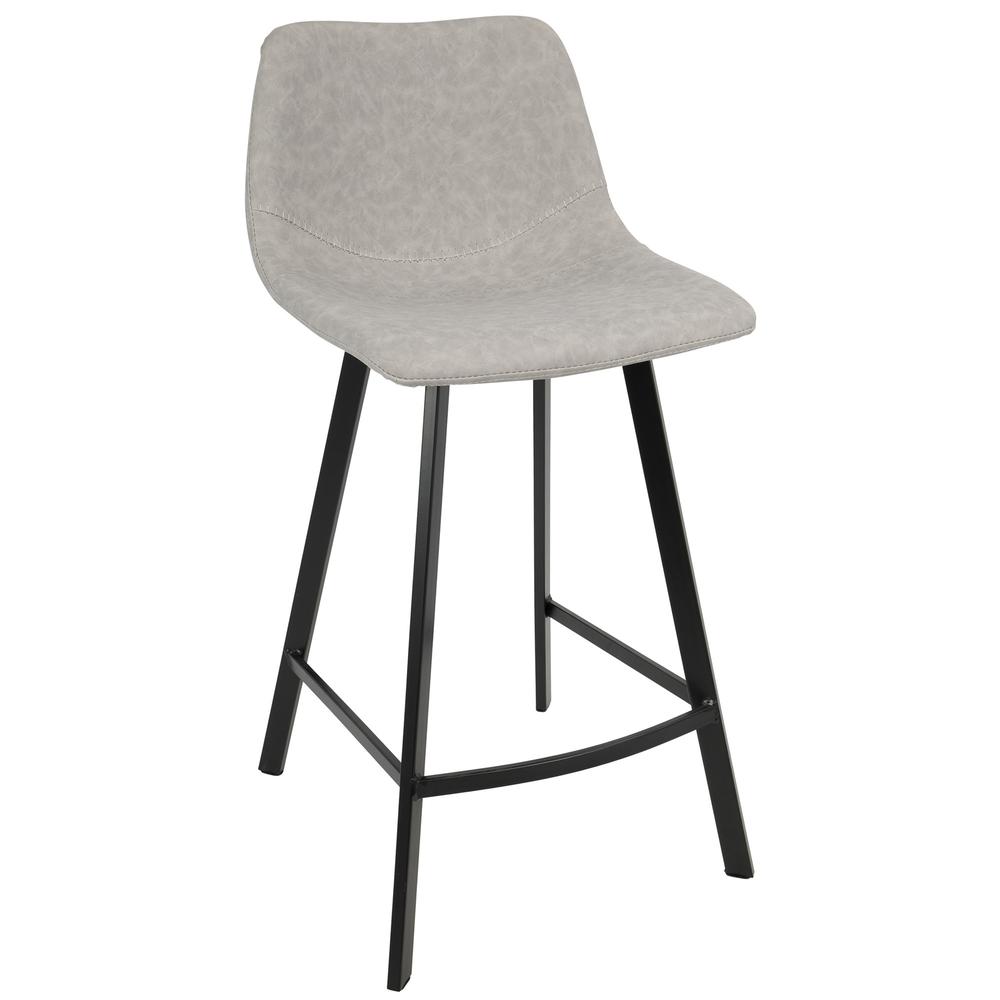Grey PU Fabric, Black Legs Outlaw Counter Stool - Set of 2. Picture 2