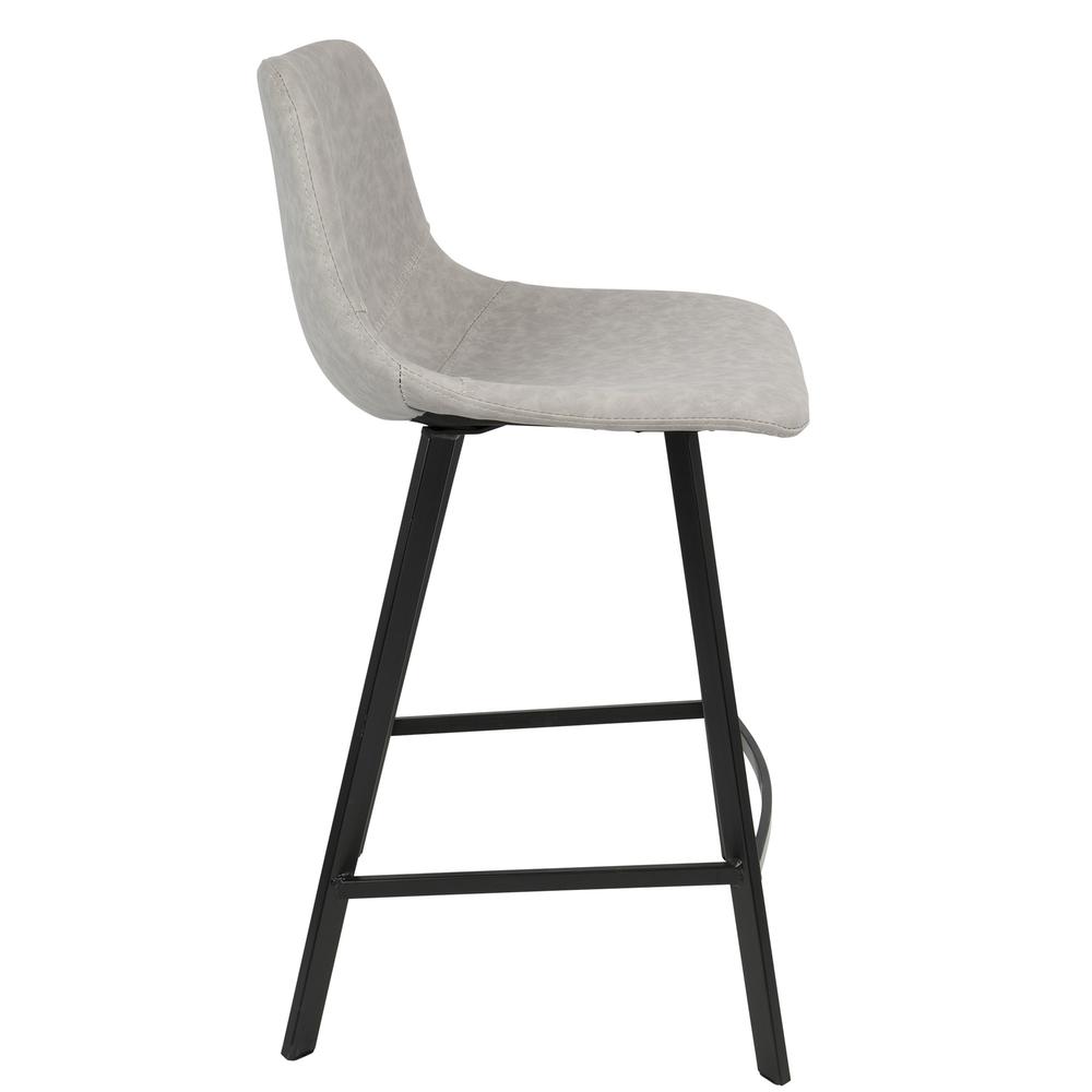 Grey PU Fabric, Black Legs Outlaw Counter Stool - Set of 2. Picture 3
