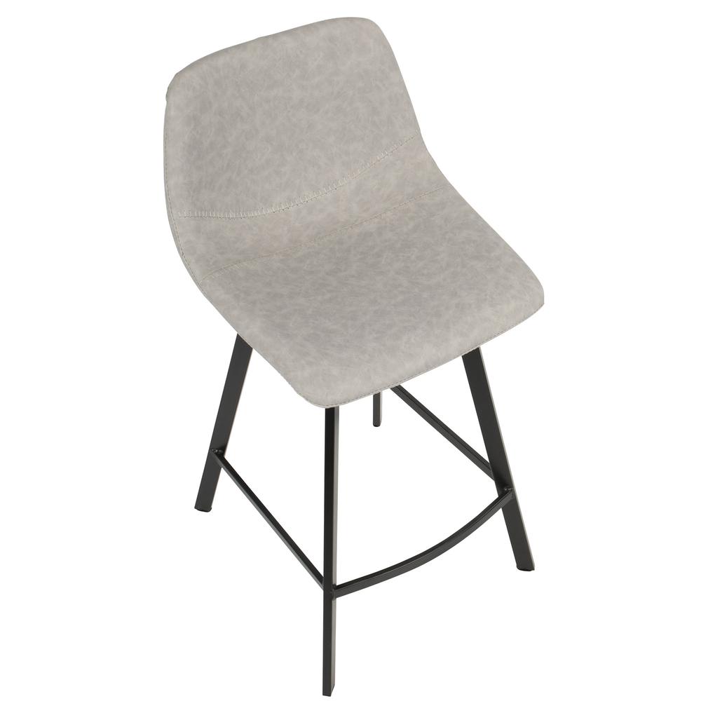 Grey PU Fabric, Black Legs Outlaw Counter Stool - Set of 2. Picture 7