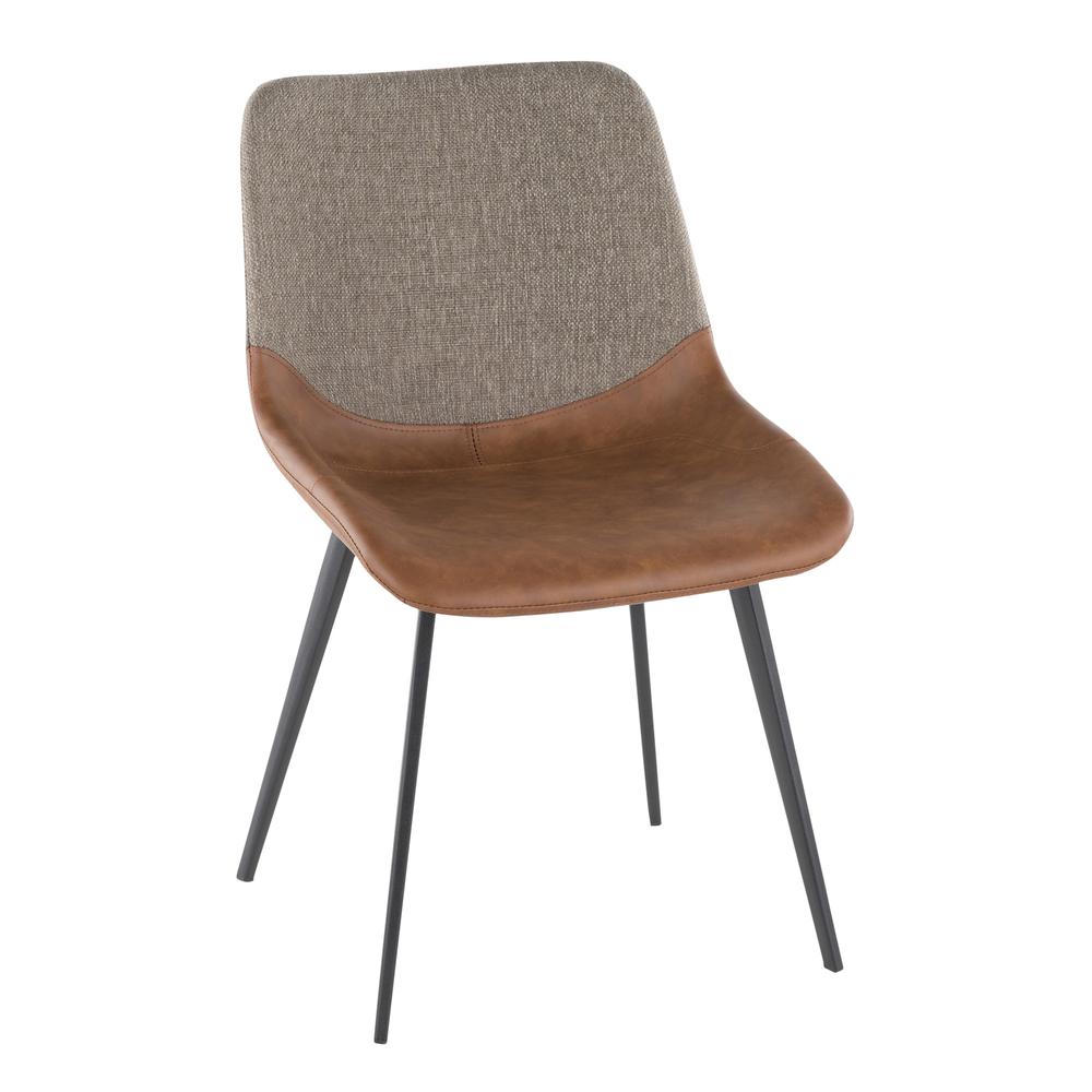 Black Metal, Espresso PU, Brown Fabric Outlaw Two-Tone Chair - Set of 2. Picture 2