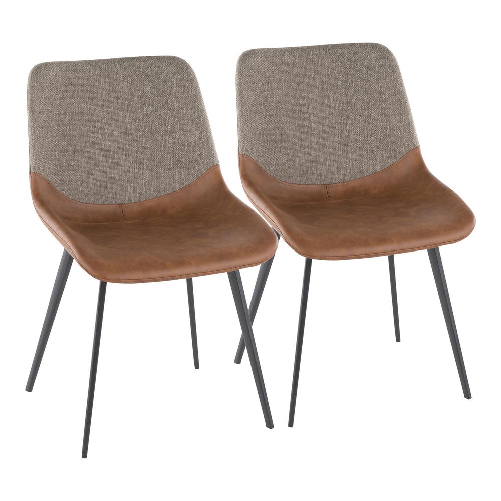 Black Metal, Espresso PU, Brown Fabric Outlaw Two-Tone Chair - Set of 2. Picture 1
