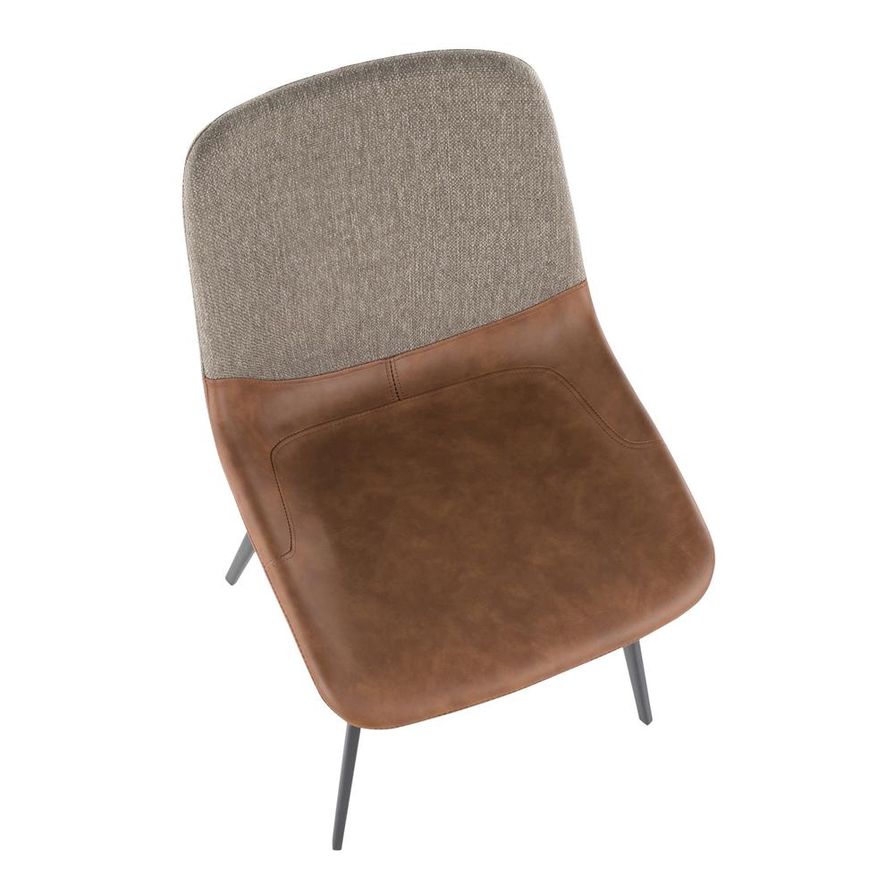 Black Metal, Espresso PU, Brown Fabric Outlaw Two-Tone Chair - Set of 2. Picture 7