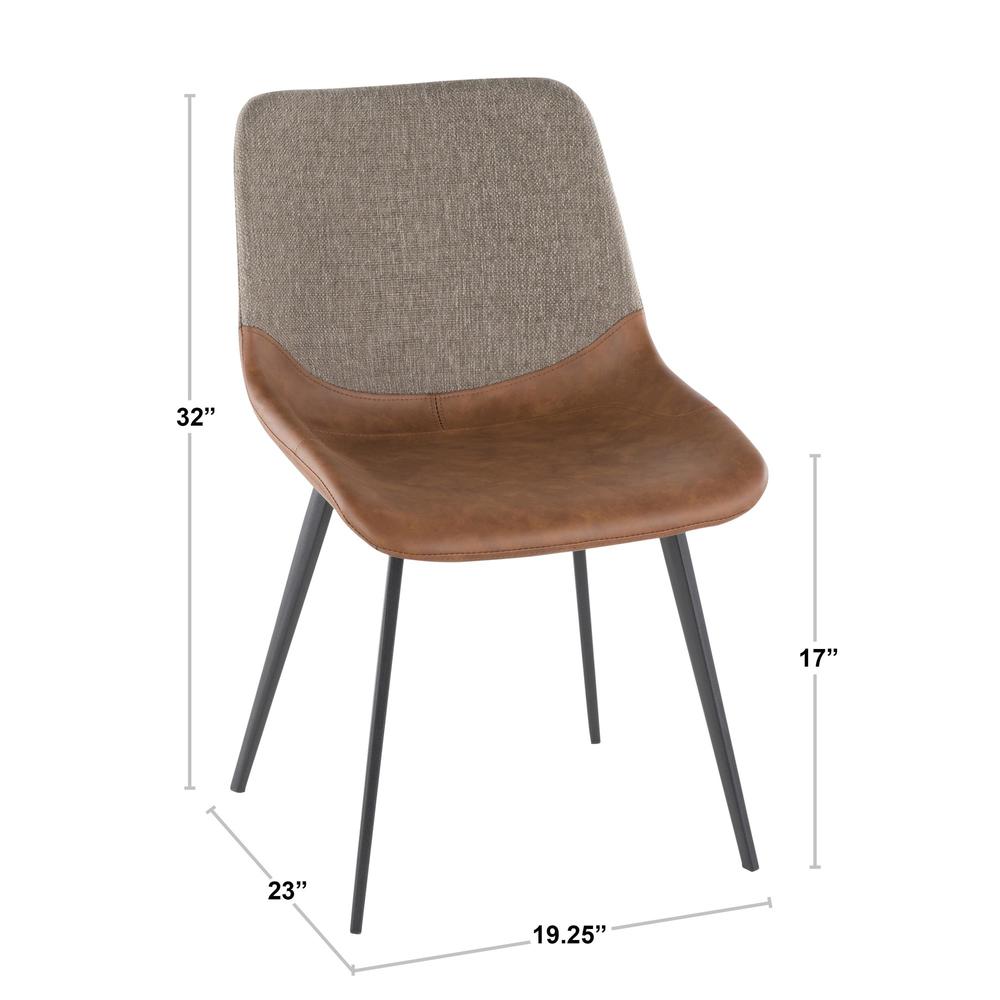 Black Metal, Espresso PU, Brown Fabric Outlaw Two-Tone Chair - Set of 2. Picture 8
