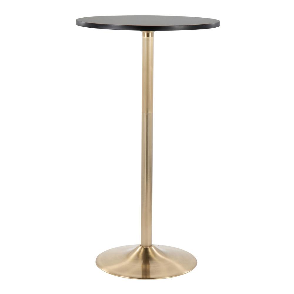 Gold Metal, Black MDF Pebble Dining or Bar Table. Picture 1