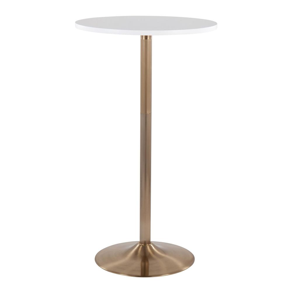 Gold Metal, White MDF Pebble Dining or Bar Table. Picture 1
