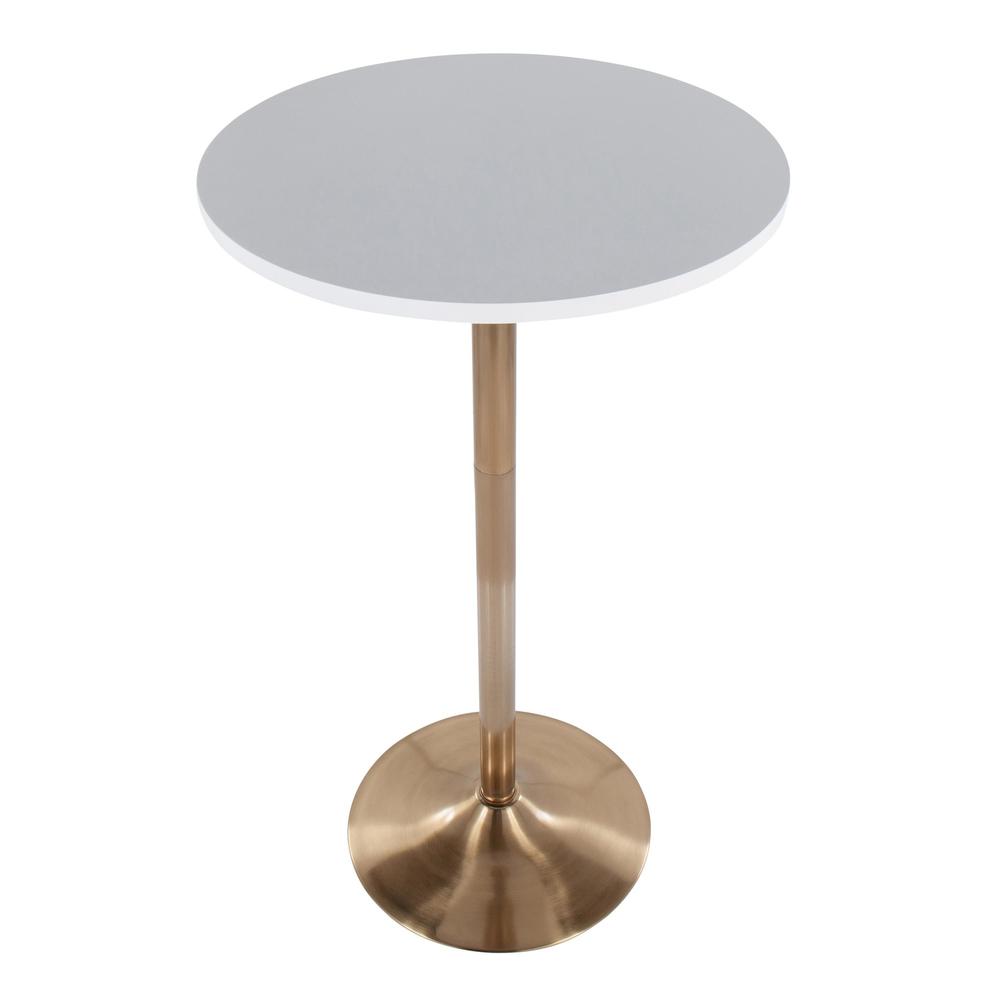 Gold Metal, White MDF Pebble Dining or Bar Table. Picture 2