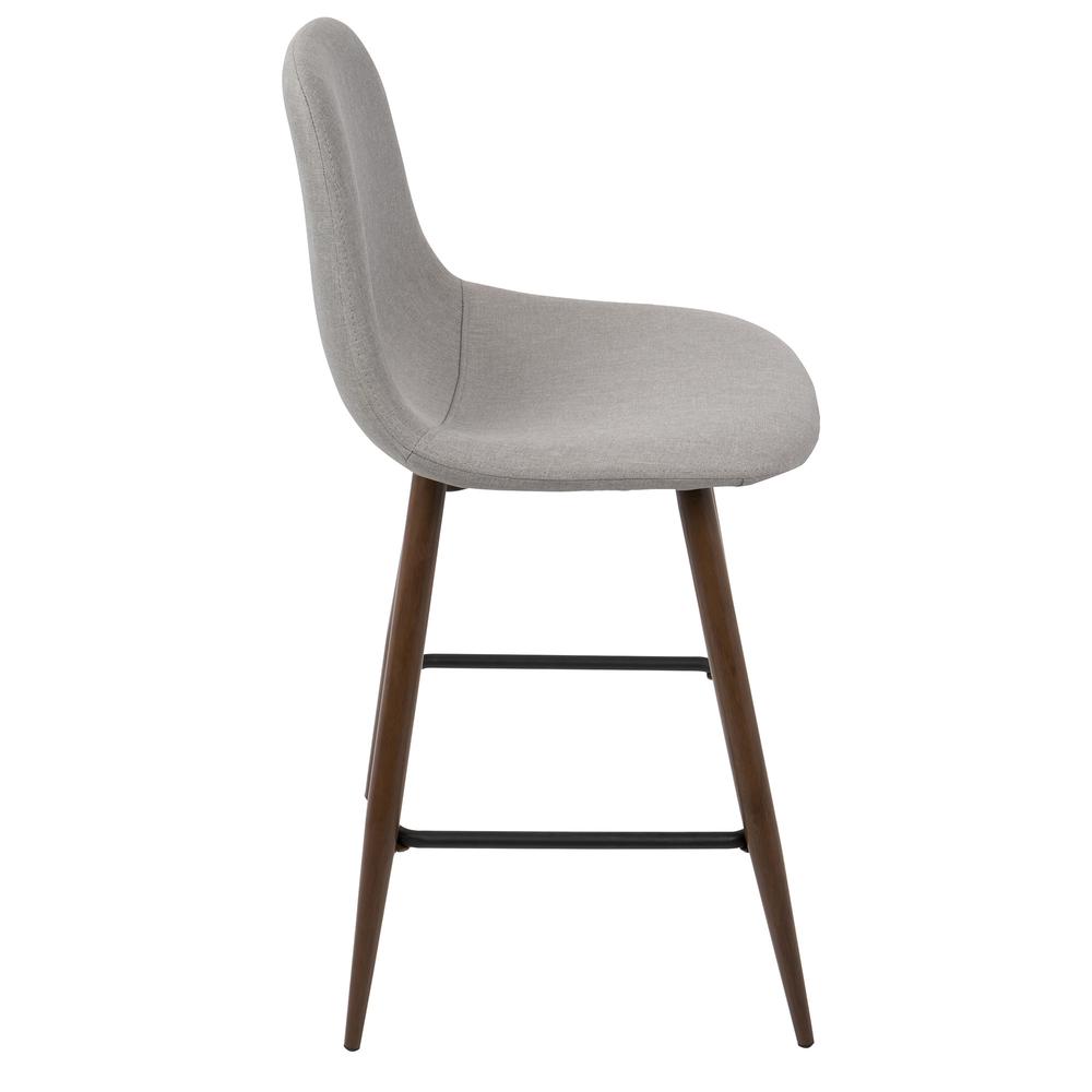 Pebble Mid-Century Modern Counter Stool in Walnut and Light Grey - Set of 2. Picture 3