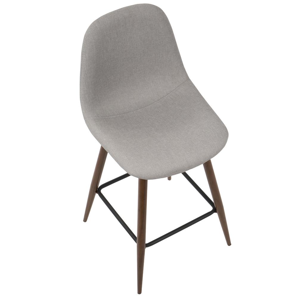 Pebble Mid-Century Modern Counter Stool in Walnut and Light Grey - Set of 2. Picture 7