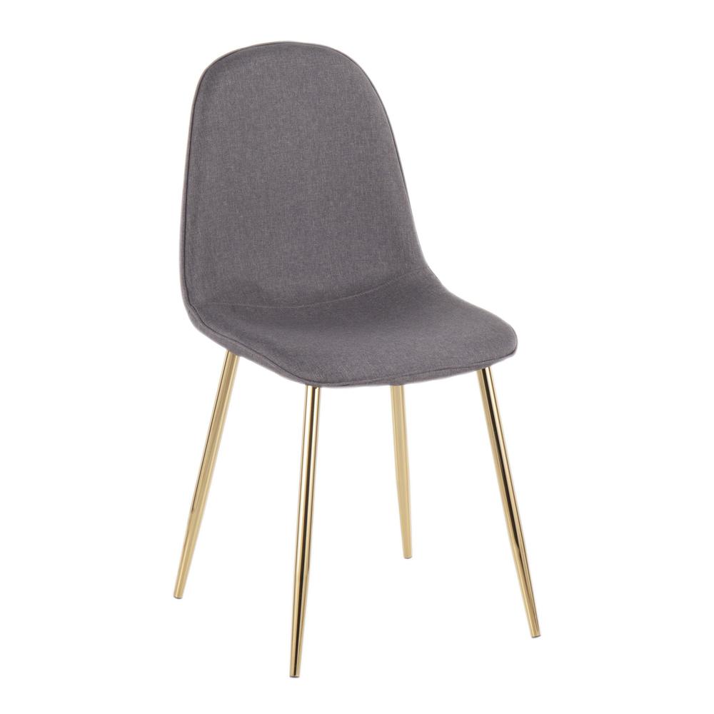 Gold Steel, Charcoal Fabric Pebble Chair - Set of 2. Picture 2
