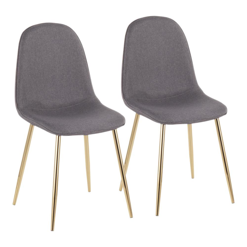 Gold Steel, Charcoal Fabric Pebble Chair - Set of 2. Picture 1