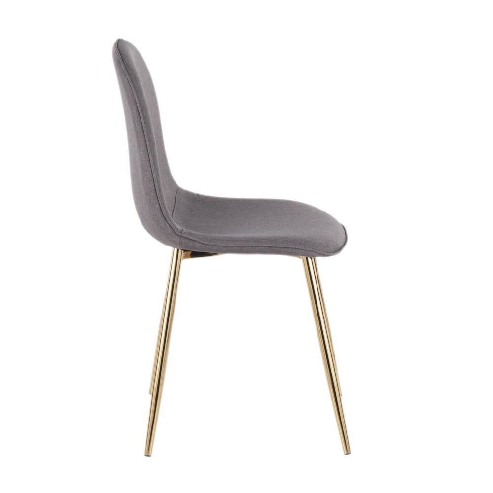 Gold Steel, Charcoal Fabric Pebble Chair - Set of 2. Picture 3