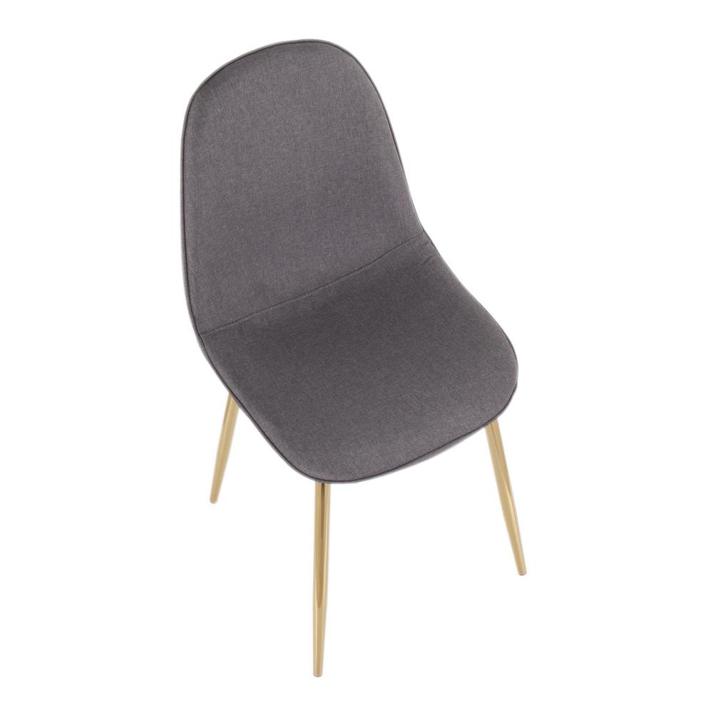 Gold Steel, Charcoal Fabric Pebble Chair - Set of 2. Picture 7