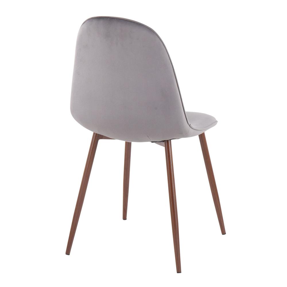 Walnut Metal, Grey Velvet Pebble Chair - Set of 2. Picture 4