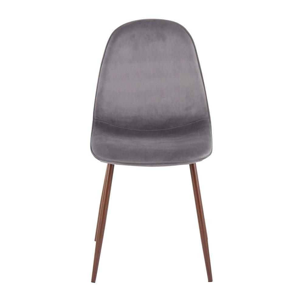 Walnut Metal, Grey Velvet Pebble Chair - Set of 2. Picture 6