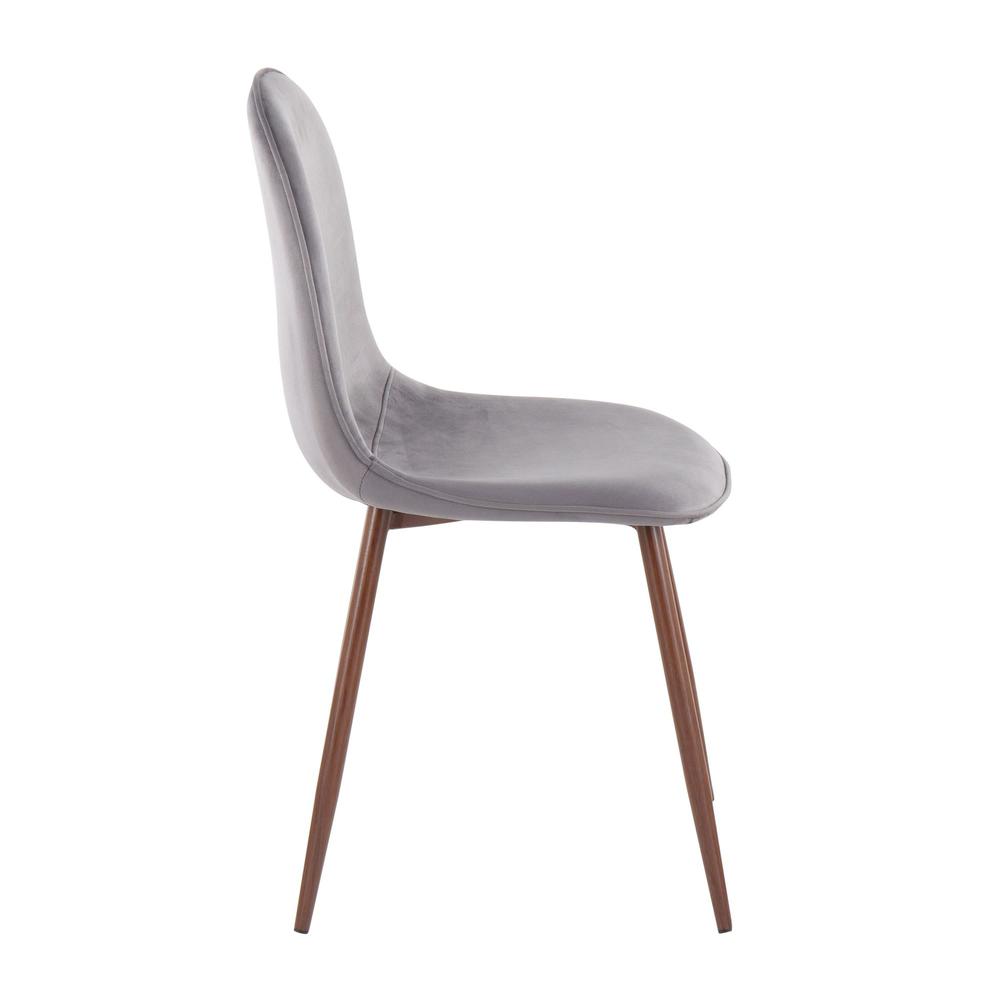 Walnut Metal, Grey Velvet Pebble Chair - Set of 2. Picture 3