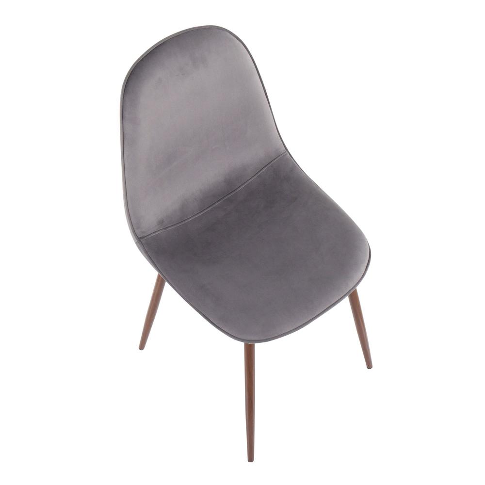 Walnut Metal, Grey Velvet Pebble Chair - Set of 2. Picture 7