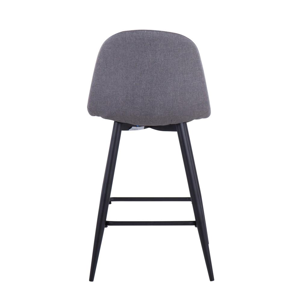 Black Metal, Charcoal Fabric Pebble Counter Stool - Set of 2. Picture 5