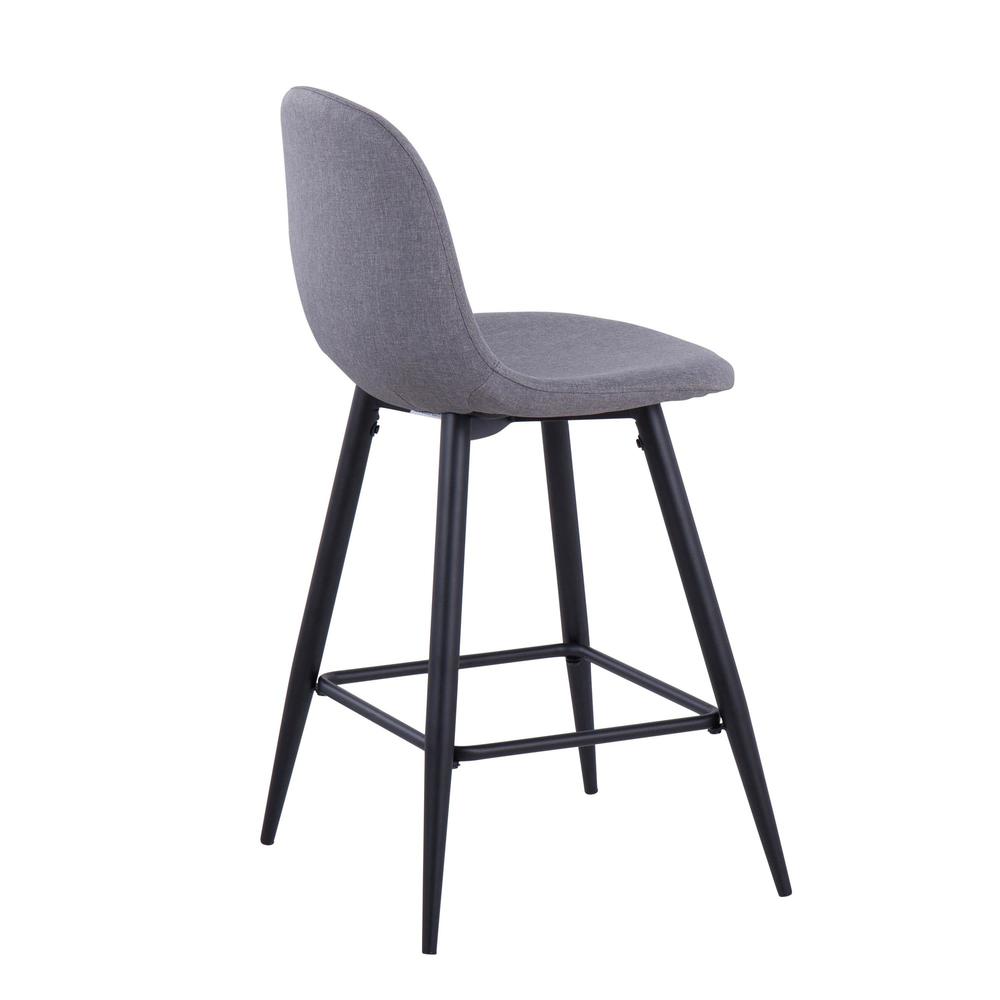 Black Metal, Charcoal Fabric Pebble Counter Stool - Set of 2. Picture 4