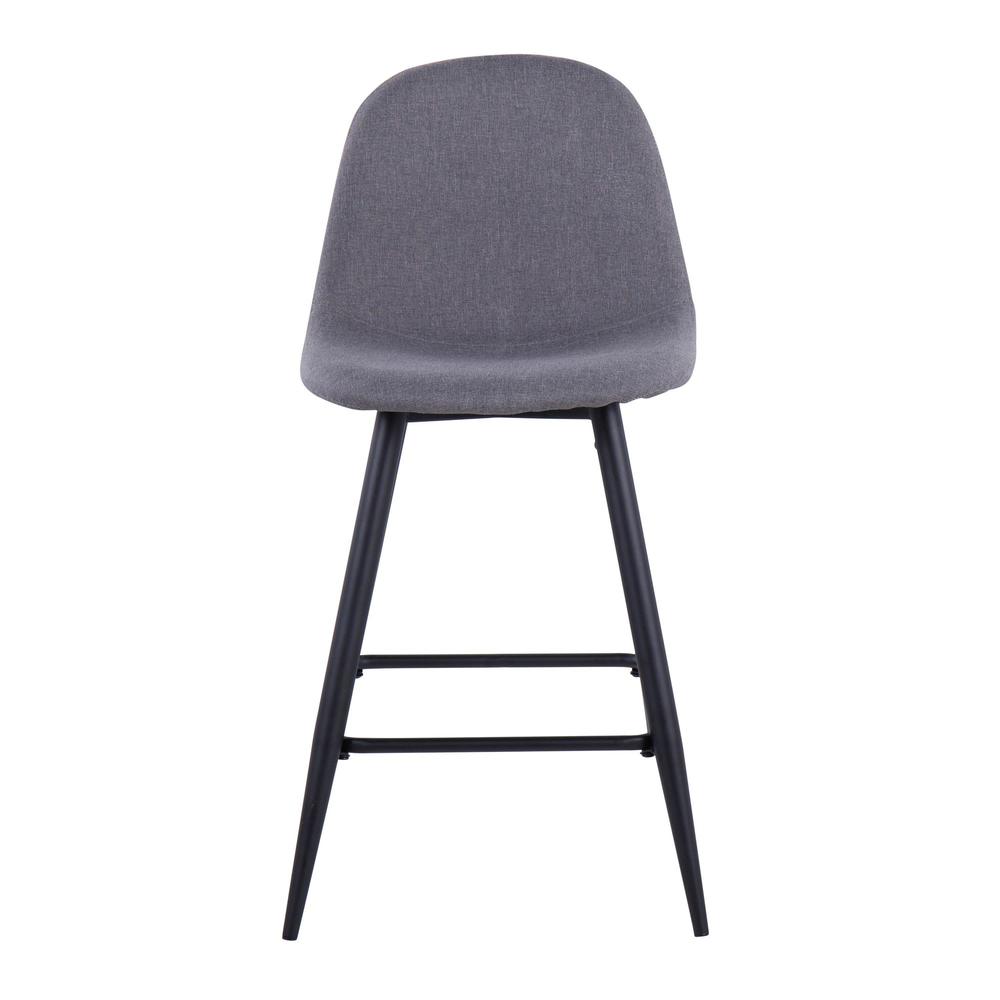 Black Metal, Charcoal Fabric Pebble Counter Stool - Set of 2. Picture 6