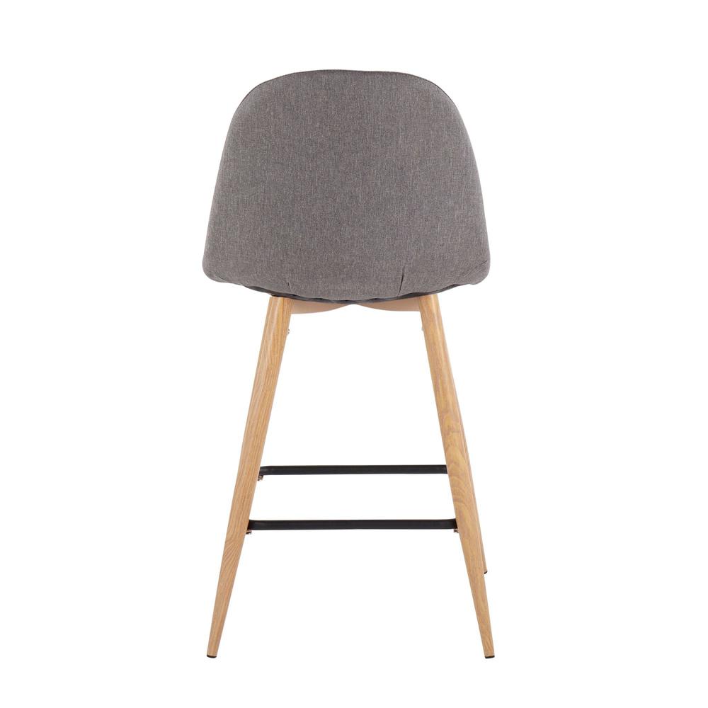 Natural Metal, Charcoal Fabric Pebble Counter Stool - Set of 2. Picture 5
