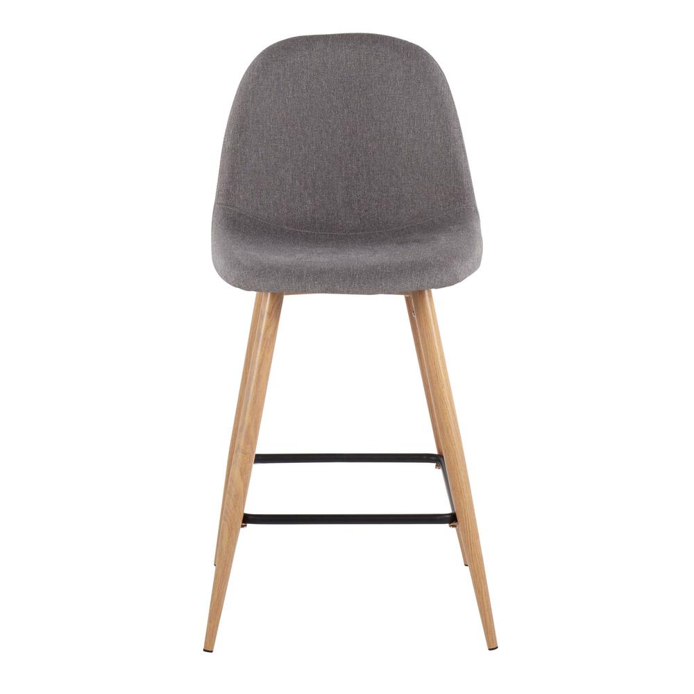 Natural Metal, Charcoal Fabric Pebble Counter Stool - Set of 2. Picture 6