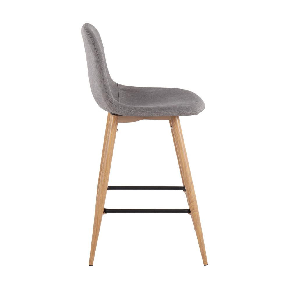 Natural Metal, Charcoal Fabric Pebble Counter Stool - Set of 2. Picture 3