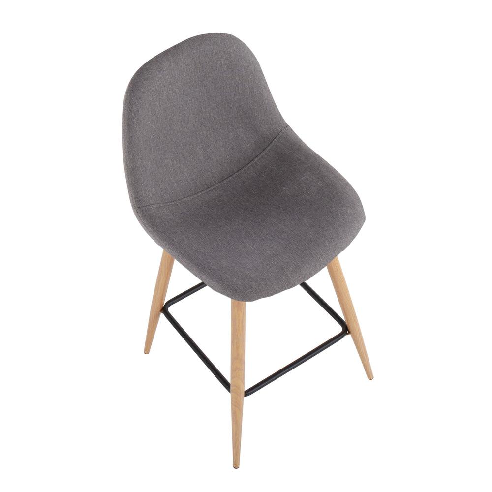 Natural Metal, Charcoal Fabric Pebble Counter Stool - Set of 2. Picture 7