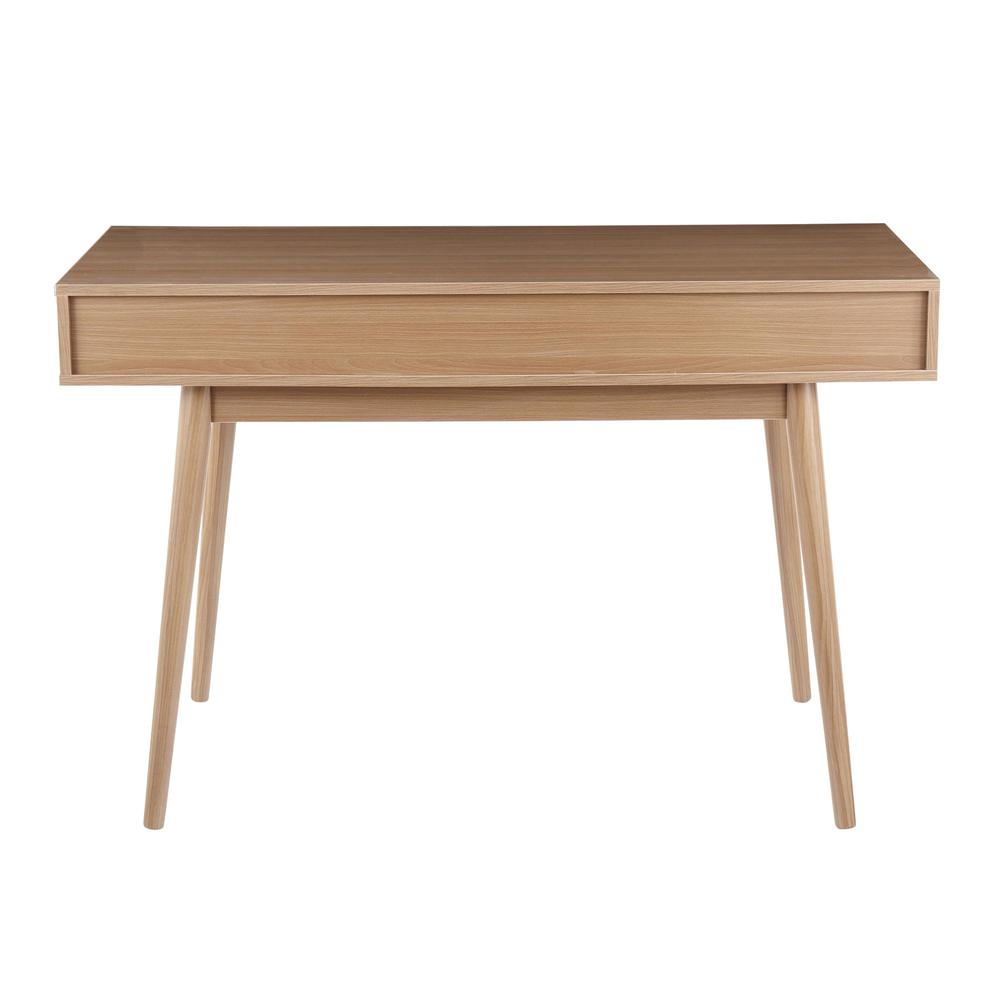 Natural Wood, White Wood Pebble Double Desk. Picture 4