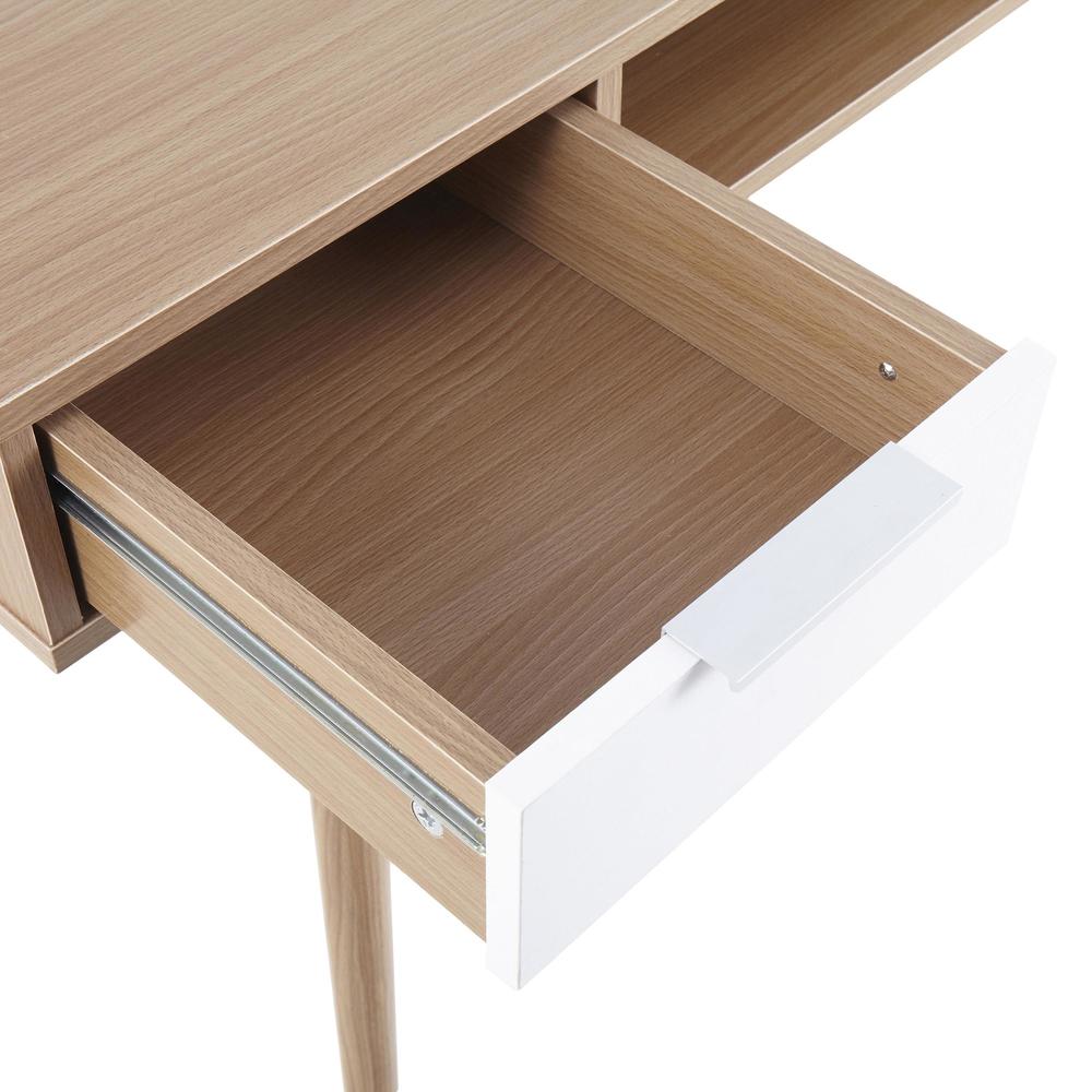 Natural Wood, White Wood Pebble Double Desk. Picture 7