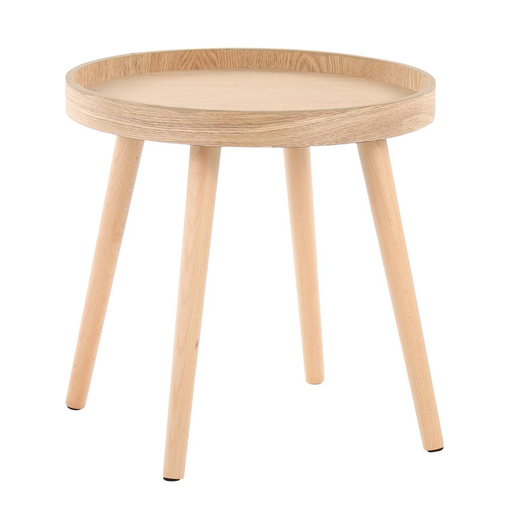 Natural Wood Pebble Side Table Set. Picture 3